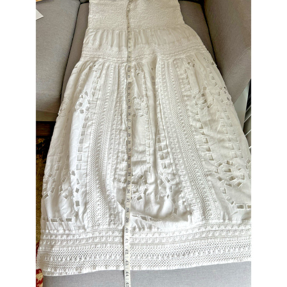 Michael kors Eyelet Tiered Bandeau Maxi Dress White Cotton cottage core Large - Picture 9 of 12